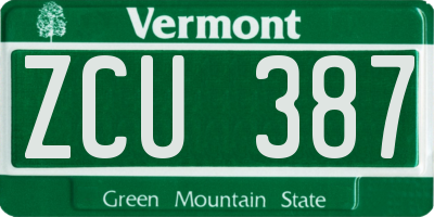 VT license plate ZCU387
