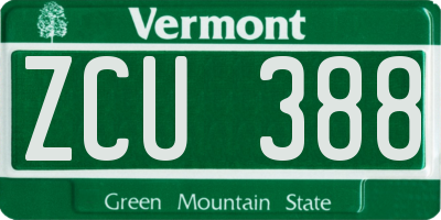 VT license plate ZCU388