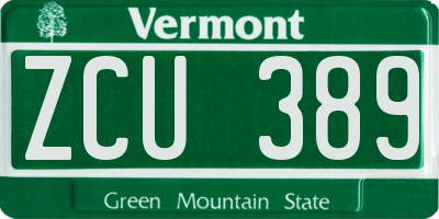 VT license plate ZCU389