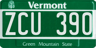 VT license plate ZCU390