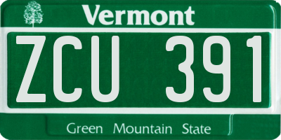 VT license plate ZCU391