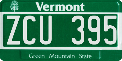 VT license plate ZCU395