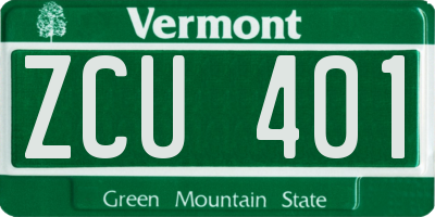 VT license plate ZCU401