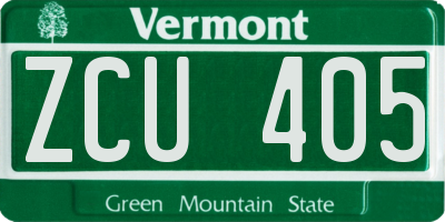 VT license plate ZCU405
