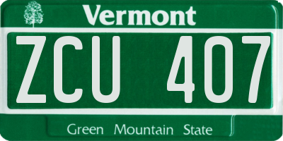 VT license plate ZCU407