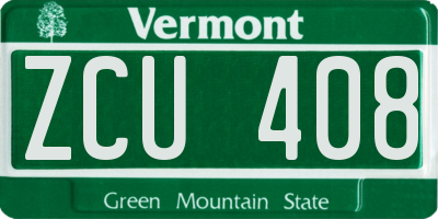 VT license plate ZCU408