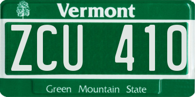VT license plate ZCU410