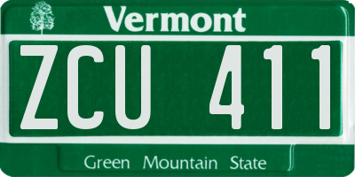 VT license plate ZCU411