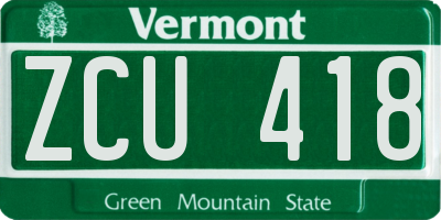 VT license plate ZCU418