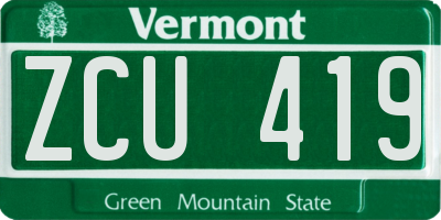 VT license plate ZCU419