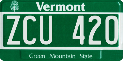 VT license plate ZCU420