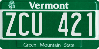 VT license plate ZCU421