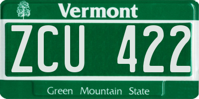 VT license plate ZCU422