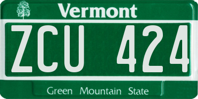 VT license plate ZCU424