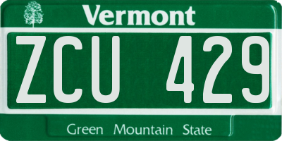 VT license plate ZCU429