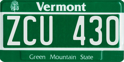 VT license plate ZCU430