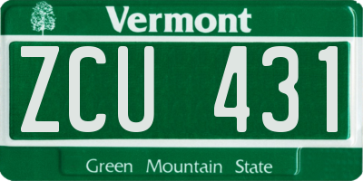 VT license plate ZCU431
