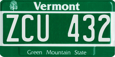 VT license plate ZCU432