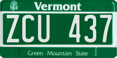 VT license plate ZCU437