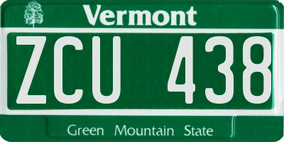 VT license plate ZCU438