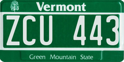 VT license plate ZCU443