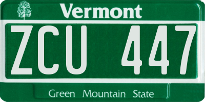 VT license plate ZCU447