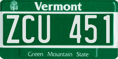 VT license plate ZCU451