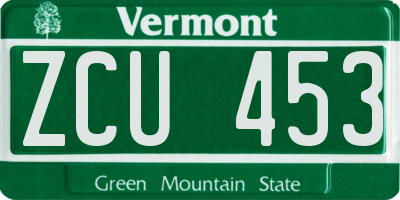 VT license plate ZCU453