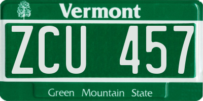 VT license plate ZCU457