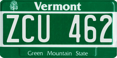 VT license plate ZCU462