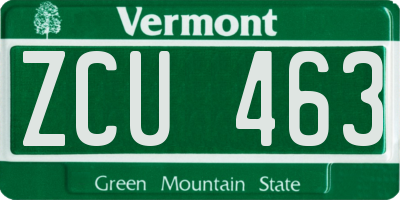 VT license plate ZCU463