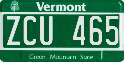 VT license plate ZCU465