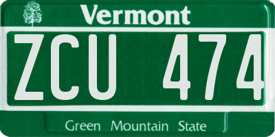 VT license plate ZCU474