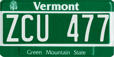 VT license plate ZCU477