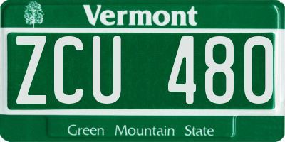 VT license plate ZCU480