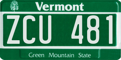 VT license plate ZCU481