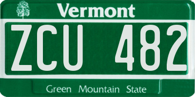 VT license plate ZCU482