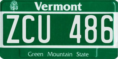 VT license plate ZCU486