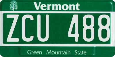 VT license plate ZCU488