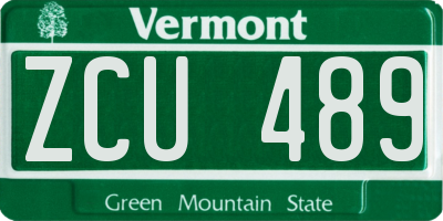 VT license plate ZCU489