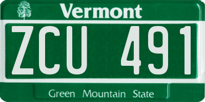 VT license plate ZCU491