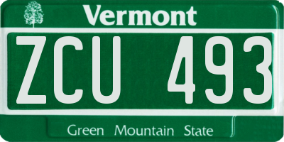 VT license plate ZCU493
