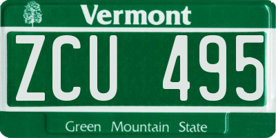 VT license plate ZCU495