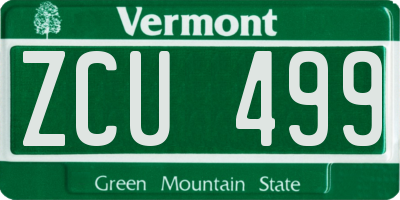 VT license plate ZCU499