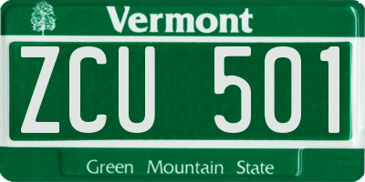 VT license plate ZCU501