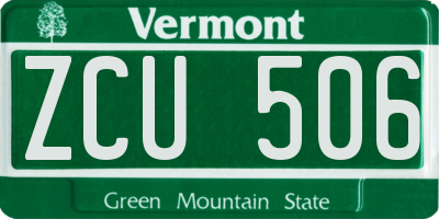 VT license plate ZCU506