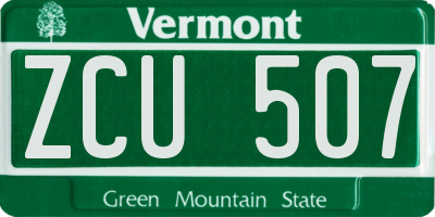 VT license plate ZCU507