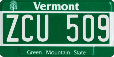 VT license plate ZCU509
