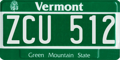 VT license plate ZCU512
