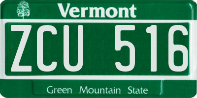 VT license plate ZCU516